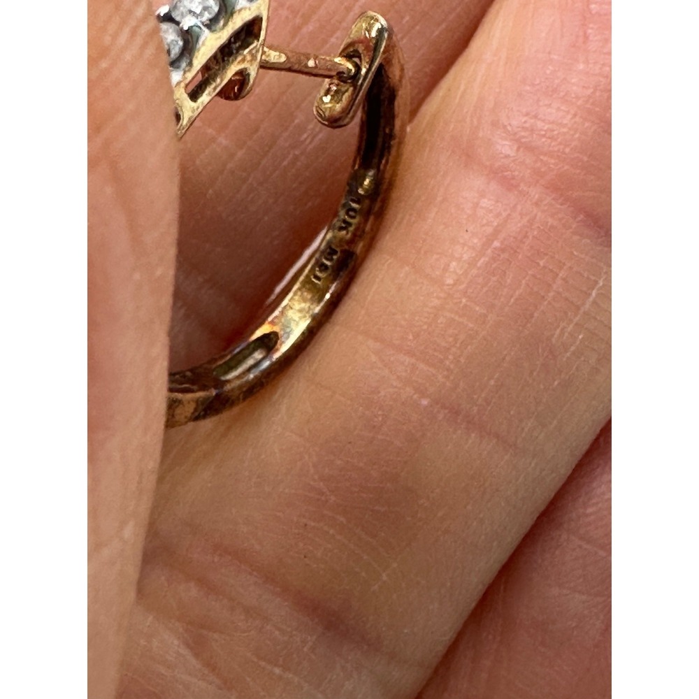 10k MSI Gold Hoop Diamonds Earring SINGLE ONLY ONE Hinged Post *Missing 1 Stone - Picture 11 of 15